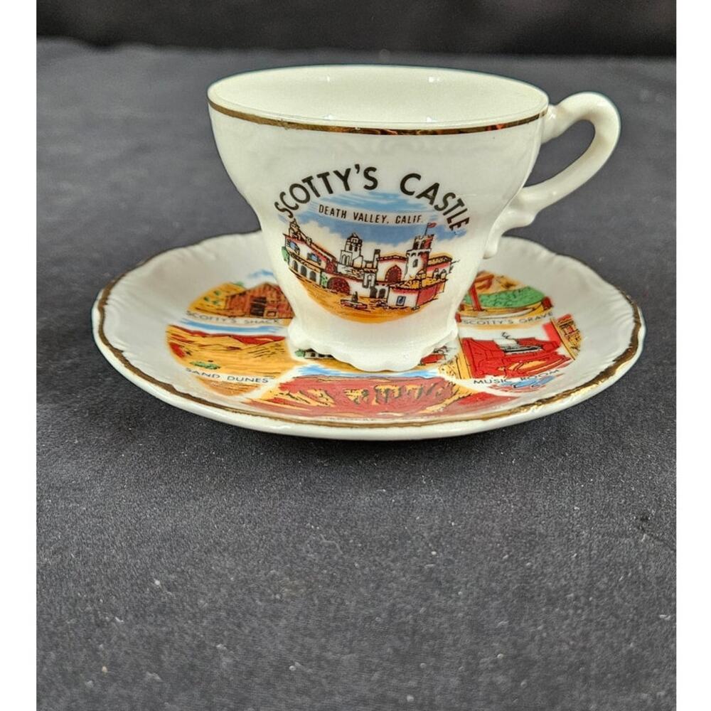 Vintage Scotty's Castle Death Valley California Souvenir Tea Cup and‎ Saucer